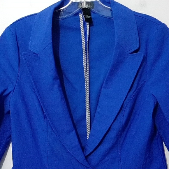 Seductions blue one button contrasting cuff fitted blazer jacket - Picture 2 of 4
